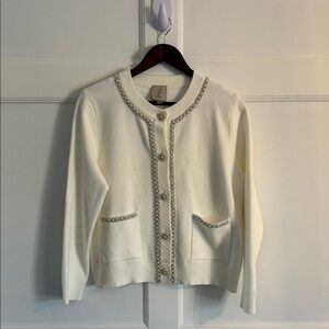 Sioni Cream Cardigan with Pearl Detailing